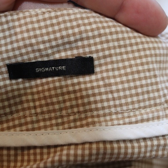 Talbots Tan Gingham Plaid Capri Pants Cotton Spandex 12 Bleach Project - Picture 11 of 12